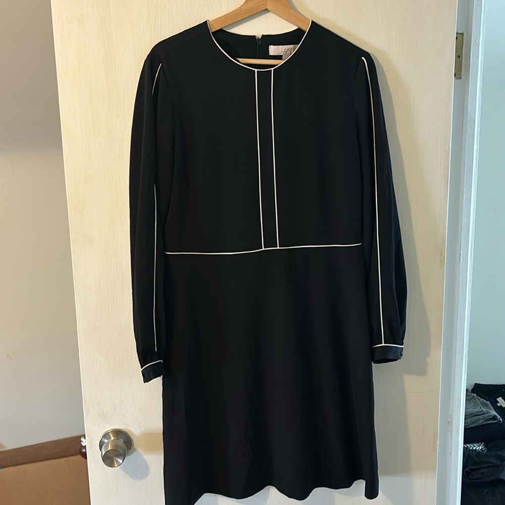 Loft black dress with white detail, size 10 EUC